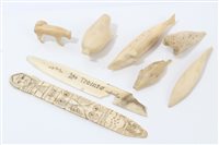 Lot 741 - Collection of antique Inuit marine ivory...