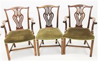 Lot 1389 - Long set of ten George III-style mahogany...