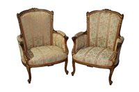 Lot 1396 - Pair of 19th century Continental beech framed...