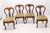 Lot 1400 - Set of four Victorian mahogany balloon back...