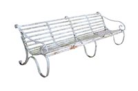 Lot 1405 - 19th century wrought iron bench of large size,...