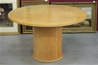 Lot 1406 - Modern birch veneered Skovby table, circular...