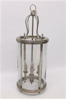 Lot 1415 - Modern chrome cylindrical four-height lantern...