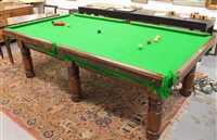 Lot 1419 - Antique slate-top billiards table, together...