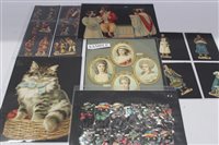 Lot 2554 - Box of Victorian scraps - including cats,...