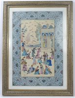 Lot 752 - Very large Indian School painted ivorine panel...