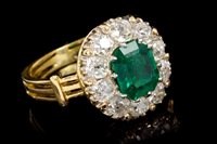 Lot 534 - Victorian-style emerald and diamond cluster...