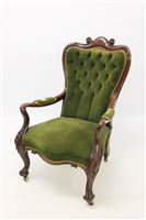 Lot 1387 - Early Victorian mahogany framed open armchair...