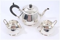 Lot 332 - 1930s three piece Silverer tea set -...