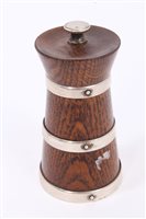 Lot 340 - 1930s oak and Silverer mounted pepper grinder...