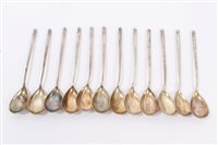 Lot 347 - Set of twelve Imperial Russian Silverer spoons...