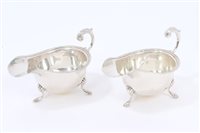 Lot 356 - Pair 1930s Silverer sauce boats of...