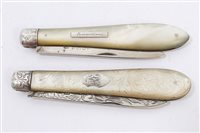 Lot 357 - Victorian Silverer folding fruit knife with...