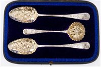 Lot 360 - Pair George III Silverer tablespoons, later...