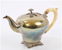 Lot 375 - Late William IV Silverer teapot of inverted...