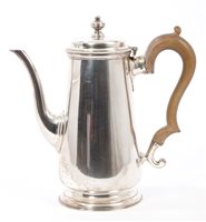 Lot 376 - 1920s Silverer coffee pot of tapering form, in...