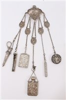 Lot 381 - Victorian Silverer plated chatelaine with...