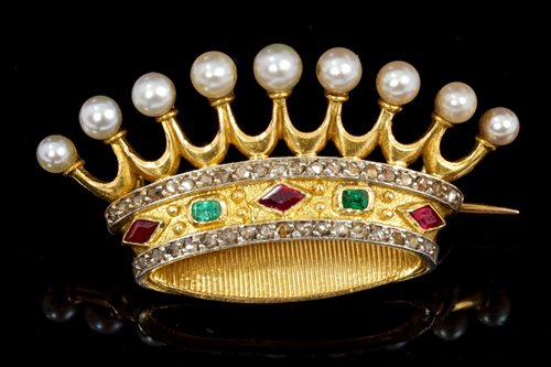 Lot 464 - 19th century French Countess' Coronet brooch...