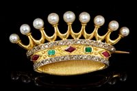 Lot 464 - 19th century French Countess' Coronet brooch...