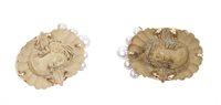 Lot 468 - Pair Italian carved lava cameo ear clips, each...