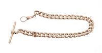 Lot 497 - Rose gold (9ct) curb link bracelet,...