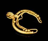 Lot 524 - Ancient Byzantine gold lunette pendant of...