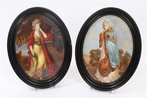 Lot 153 - Fine pair 19th century Minton porcelain oval...