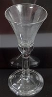 Lot 158 - Georgian wine glass with trumpet-shaped bowl,...
