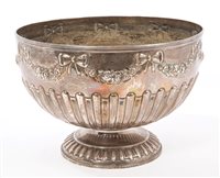 Lot 205 - Late Victorian Silverer punch bowl of circular...