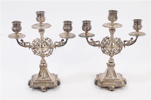 Lot 211 - Pair ornate mid-20th century Silverer plated...