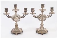 Lot 211 - Pair ornate mid-20th century Silverer plated...