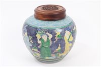 Lot 138 - Chinese Fahua-style baluster-shaped jar with...