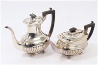 Lot 238 - Edwardian Silverer teapot of fluted form with...