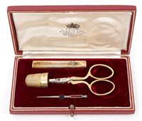 Lot 256 - Contemporary Silverer gilt sewing set -...