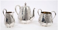 Lot 268 - Three piece Victorian Silverer tea set -...