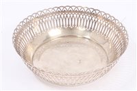 Lot 287 - Continental white metal bowl with pierced...