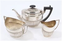 Lot 307 - Edwardian Silverer teapot of half-fluted form,...