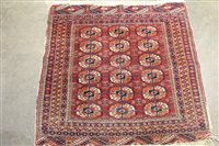 Lot 1436 - Small Tekke Turkoman rug with three rows of...