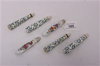 Lot 185 - Pair 18th century Continental porcelain knife...