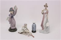 Lot 198 - Three Lladro figures - comprising elegant lady...