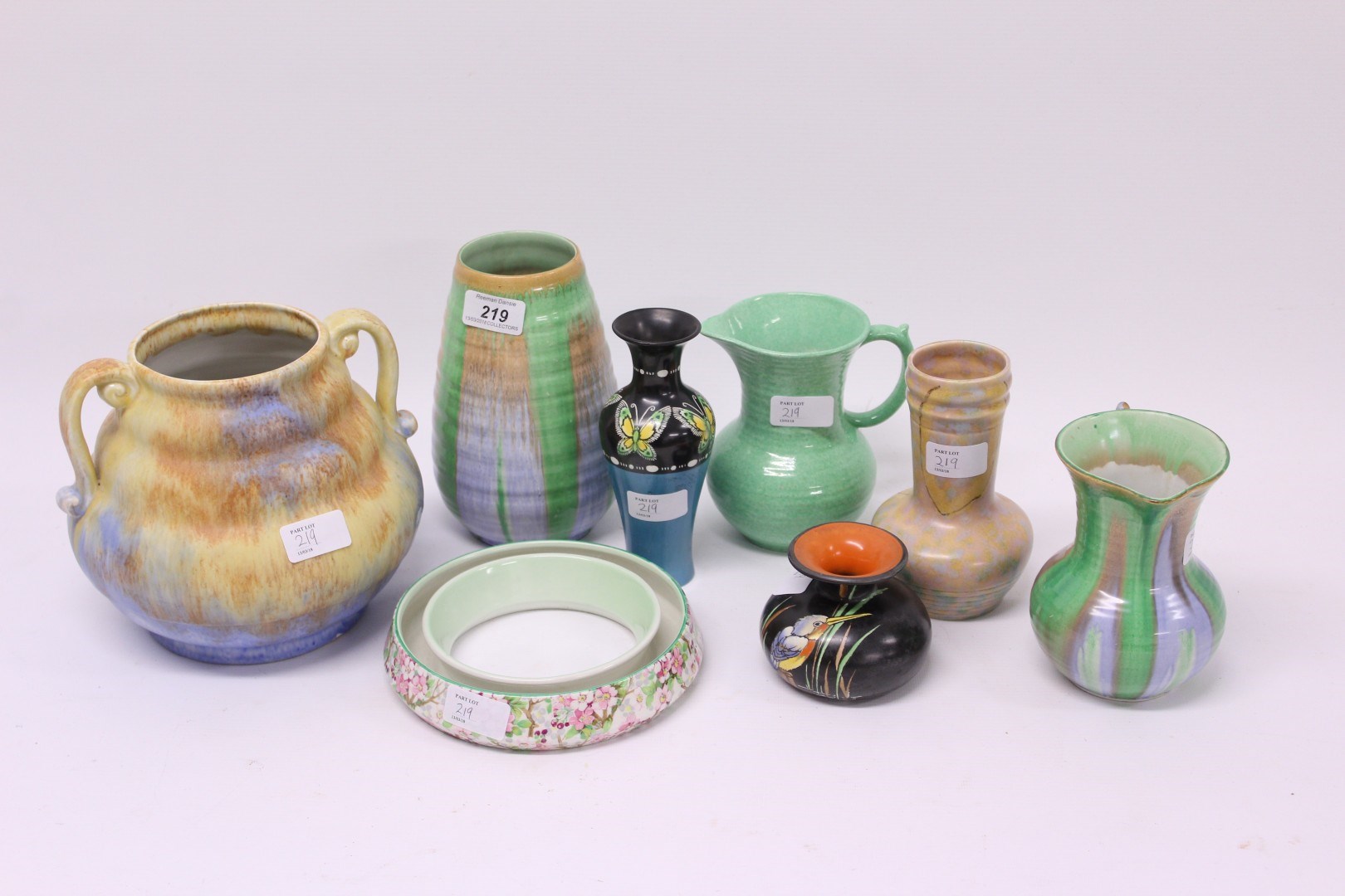 Lot 219 Collection of five various Shelley vases,