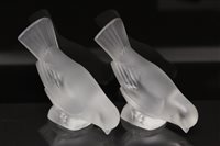 Lot 225 - Pair Lalique glass Sparrow paperweights -...