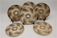 Lot 239 - Set of six oyster plates by Sarreguemines,...