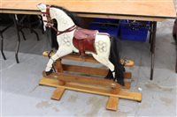 Lot 779 - Old rocking horse painted dapple-grey, wooden...