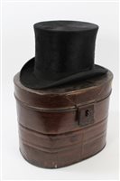 Lot 1032 - Gentlemen's vintage black top hat silk plush...