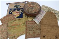 Lot 1036 - Seven Victorian samplers - cross-stitched...