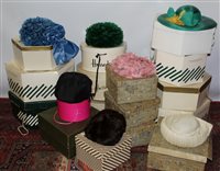 Lot 1044 - Large quantity of ladies' vintage hats - black...