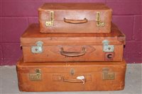 Lot 1060 - Vintage luggage - various sizes, three leather...