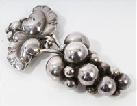 Lot 1200 - Georg Jensen Silverer grapes brooch, no. 217 B,...