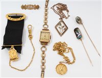 Lot 1223 - Gold (18ct) cased wristWatches on plated...